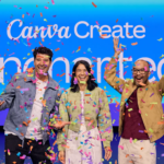 Canva co-founders Cliff Obrecht, Melanie Perkins and Cameron Adams (Image: Canva)